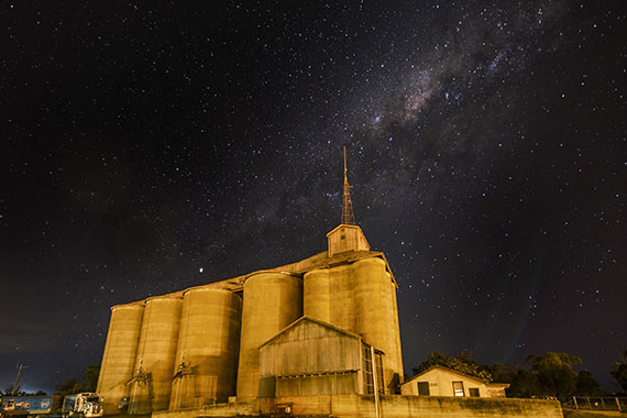 Silos at night